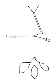 dicarbonyl(η2-dimethylthiophosphinito)(tricyclohexylphosphane)cobalt(I)结构式