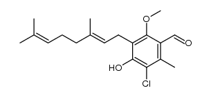 3-chloro-5-[(E)-3,7-dimethyl-2,6-octadienyl]-4-hydroxy-6-methoxy-2-methylbenzaldehyde Structure