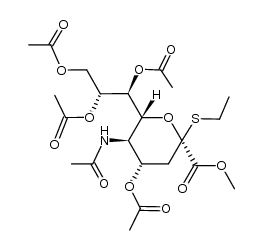 methyl (ethyl 5-acetoamido-4,7,8,9-tetra-O-acetyl-3,5-dideoxy-2-thio-D-glycero-β-D-galacto-2-nonulopyranosid)onate Structure