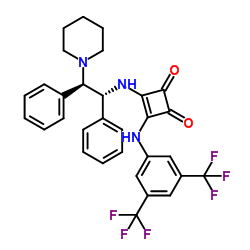 3-[[3,5-Bis(trifluoromethyl)phenyl]amino]-4-[[(1R,2R)-1,2-diphenyl-2-(1-piperidinyl)ethyl]amino]-3-cyclobutene-1,2-dione Structure