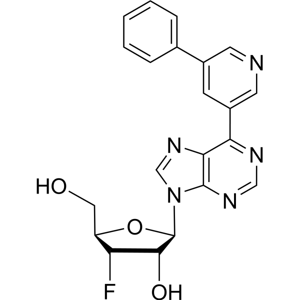 9-(3-Deoxy-3-fluoro-β-D-ribofuranosyl)-6-(5-phenylpyridin-3-yl)purine Structure