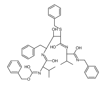 benzyl N-[(2S)-1-[[(2S,3R,4R)-5-[[(2S)-1-(benzylamino)-3-methyl-1-oxobutan-2-yl]amino]-4-benzylsulfanyl-3-hydroxy-5-oxo-1-phenylpentan-2-yl]amino]-3-methyl-1-oxobutan-2-yl]carbamate Structure