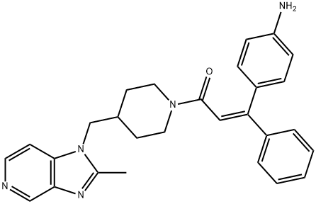 (Z)-3-(4-aminophenyl)-1-(4-((2-methyl-1H-imidazo[4,5-c]pyridin-1-yl)methyl)piperidin-1-yl)-3-phenylprop-2-en-1-one Structure