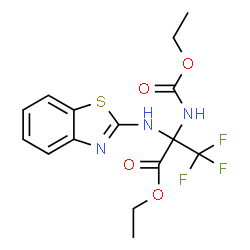 ethyl 2-(1,3-benzothiazol-2-ylamino)-2-[(ethoxycarbonyl)amino]-3,3,3-trifluoropropanoate结构式