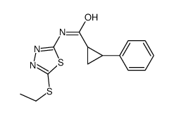 N-(5-ethylsulfanyl-1,3,4-thiadiazol-2-yl)-2-phenylcyclopropane-1-carboxamide结构式
