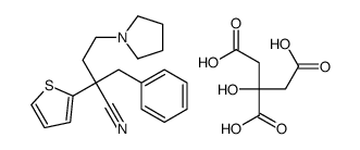 2-benzyl-4-pyrrolidin-1-yl-2-thiophen-2-ylbutanenitrile,2-hydroxypropane-1,2,3-tricarboxylic acid Structure