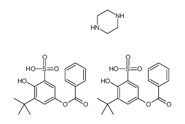 5-benzoyloxy-3-tert-butyl-2-hydroxybenzenesulfonic acid,piperazine结构式