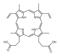 7,13-Divinyl-3,8,12,17-tetramethyl-21H,23H-porphyrin-2,18-dipropanoic acid Structure