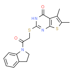 1H-Indole, 1-[[(1,4-dihydro-5,6-dimethyl-4-oxothieno[2,3-d]pyrimidin-2-yl)thio]acetyl]-2,3-dihydro- (9CI)结构式