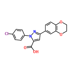 1-(4-CHLOROPHENYL)-3-(2,3-DIHYDROBENZO[B][1,4]DIOXIN-7-YL)-1H-PYRAZOLE-5-CARBOXYLIC ACID结构式