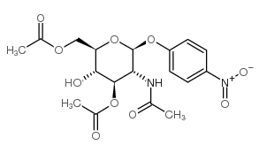 4-硝基苯基-2-乙酰氨基-3,6-O-二乙酰基-2-脱氧-β-D-吡喃葡萄糖苷结构式