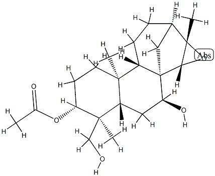 (4S)-3α-Acetoxy-15α,16-epoxykaurane-7β,18-diol结构式