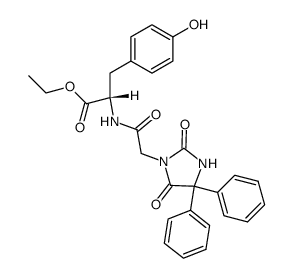 N-[(2,5-dioxo-4,4-diphenyl-imidazolidin-1-yl)-acetyl]-L-tyrosin-ethyl ester Structure