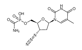 5'-aminocarbonylphosphonyl-3'-azido-2',3'-dideoxythymidine Structure