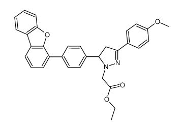 [5-(4-dibenzofuran-4-yl-phenyl)-3-(4-methoxy-phenyl)-4,5-dihydro-pyrazol-1-yl]-acetic acid ethyl ester结构式