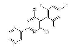 4,6-dichloro-2-pyrazin-2-yl-5-(2,4,6-trifluorophenyl)pyrimidine Structure