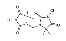 3-chloro-1-[(3-chloro-5,5-dimethyl-2,4-dioxoimidazolidin-1-yl)methyl]-5,5-dimethylimidazolidine-2,4-dione Structure