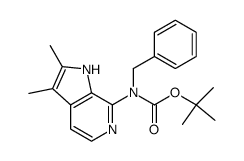 7-(N-benzyl-N-tert-butoxycarbonylamino)-2,3-dimethyl-1H-pyrrolo[2,3-c]pyridine结构式