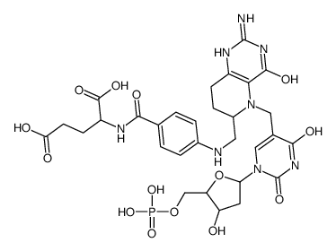 2-[[4-[[2-amino-5-[[1-[4-hydroxy-5-(phosphonooxymethyl)oxolan-2-yl]-2,4-dioxopyrimidin-5-yl]methyl]-4-oxo-1,6,7,8-tetrahydropyrido[3,2-d]pyrimidin-6-yl]methylamino]benzoyl]amino]pentanedioic acid结构式