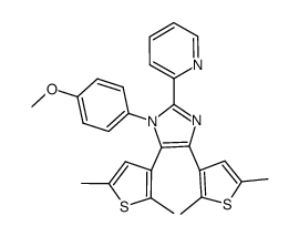 1-(4-methoxyphenyl)-4,5-bis-(2,5-dimethyl-3-thienyl)-2-(2'-pyridyl)imidazole结构式