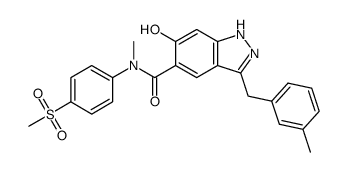 5-[N-(4-methylsulfonylphenyl)-N-methylaminocarbonyl]-3-(3-methylbenzyl)-6-hydroxy-1H-indazole Structure