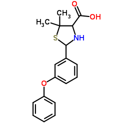 5,5-Dimethyl-2-(3-phenoxyphenyl)-1,3-thiazolidine-4-carboxylic acid结构式