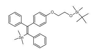 4-(2-t-butyldimethylsilyloxyethoxy)phenyl-1,2-diphenyl-2-trimethylstannylethylene Structure