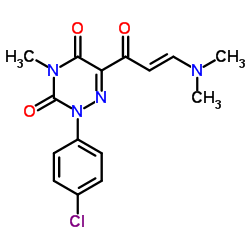 2-(4-CHLOROPHENYL)-6-[3-(DIMETHYLAMINO)ACRYLOYL]-4-METHYL-1,2,4-TRIAZINE-3,5(2H,4H)-DIONE结构式