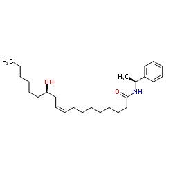 (9Z,12R)-12-Hydroxy-N-[(1S)-1-phenylethyl]-9-octadecenamide结构式
