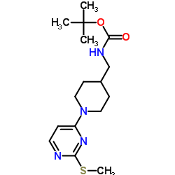 2-Methyl-2-propanyl ({1-[2-(methylsulfanyl)-4-pyrimidinyl]-4-piperidinyl}methyl)carbamate结构式