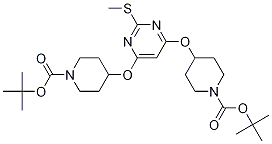 2-(methylthio)-4,6-bis(N-tert-butyloxy-carbonyl-piperidin-4-yloxy)pyrimidine Structure