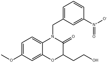2H-1,4-Benzoxazin-3(4H)-one, 2-(2-hydroxyethyl)-7-methoxy-4-[(3-nitrophenyl)methyl]- Structure