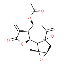 Dodecahydro-4-acetoxy-6a-hydroxy-8a-methyl-3,6-bis(methylene)oxireno[2,3]azuleno[4,5-b]furan-2-one结构式