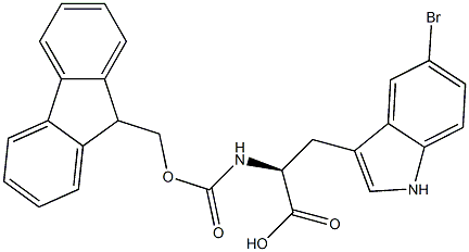 (S)-2-((((9H-芴-9-基)甲氧基)羰基)氨基)-3-(5-溴-1H-吲哚-3-基)丙酸结构式