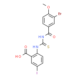 2-[[[(5-BROMO-2-METHOXYBENZOYL)AMINO]THIOXOMETHYL]AMINO]-5-IODO-BENZOIC ACID structure