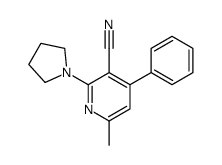 6-methyl-4-phenyl-2-pyrrolidin-1-ylpyridine-3-carbonitrile结构式