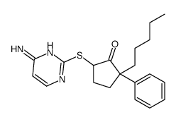 5-(4-aminopyrimidin-2-yl)sulfanyl-2-pentyl-2-phenylcyclopentan-1-one Structure