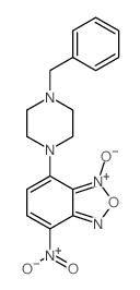 2-(4-benzylpiperazin-1-yl)-5-nitro-9-oxido-8-oxa-7-aza-9-azoniabicyclo[4.3.0]nona-2,4,6,9-tetraene结构式