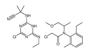 2-[[4-chloro-6-(ethylamino)-1,3,5-triazin-2-yl]amino]-2-methylpropanenitrile,2-chloro-N-(2-ethyl-6-methylphenyl)-N-(1-methoxypropan-2-yl)acetamide Structure