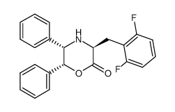 (3S,5S,6R)-3-(2,6-difluorophenylmethyl)-5,6-diphenyl-2,3,5,6-tetrahydro-4H-1,4-oxazine-2-one结构式