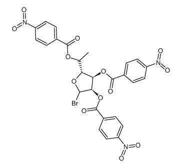 6-deoxy-2,3,5-tris-O-(p-nitrobenzoyl)-D-allofuranosyl bromide Structure