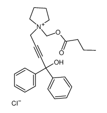 1-((butyryloxy)methyl)-1-(4-hydroxy-4,4-diphenylbut-2-yn-1-yl)pyrrolidin-1-ium chloride Structure