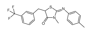 5-(3-(trifluoromethyl)benzyl)-2-(p-tolylimino)-3-methylthiazolidin-4-one结构式