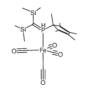 {(bis(trimethylsilyl)methylene)(pentamethylcyclopentadienyl)phosphane}tetracarbonyliron结构式