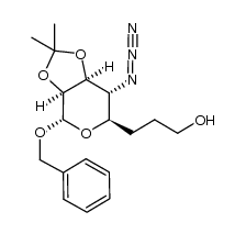 3-((3aS,4S,6R,7R,7aS)-7-azido-4-(benzyloxy)-tetrahydro-2,2-dimethyl-3aH-[1,3]dioxolo[4,5-c]pyran-6-yl)propan-1-ol结构式