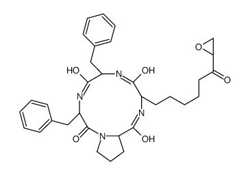 Cyclo[(aS,2S)-a-amino-h-oxo-2-oxiraneoctanoyl-L-phenylalanyl-L-phenylalanyl-D-prolyl] structure