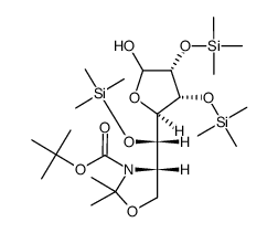 tert-butyl (4S)-4-((1S)-((2R,3R,4R)-5-hydroxy-3,4-bis((trimethylsilyl)oxy)tetrahydrofuran-2-yl)((trimethylsilyl)oxy)methyl)-2,2-dimethyloxazolidine-3-carboxylate结构式