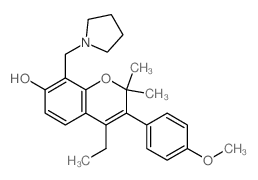 2H-1-Benzopyran-7-ol,4-ethyl-3-(4-methoxyphenyl)-2,2-dimethyl-8-(1-pyrrolidinylmethyl)-结构式