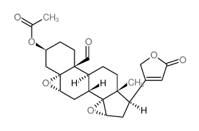 (3beta,5alpha,6alpha,14alpha,15alpha)-3-(acetyloxy)-19-oxo-5,6:14,15-diepoxycard-20(22)-enolide结构式