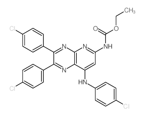 ethyl N-[3,4-bis(4-chlorophenyl)-7-[(4-chlorophenyl)amino]-2,5,10-triazabicyclo[4.4.0]deca-2,4,7,9,11-pentaen-9-yl]carbamate Structure